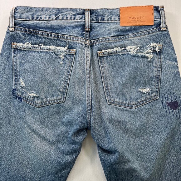 Moussy May Ripped & Repaired Tapered Jeans Japanese Denim Baggy Size 26 - Picture 11 of 12